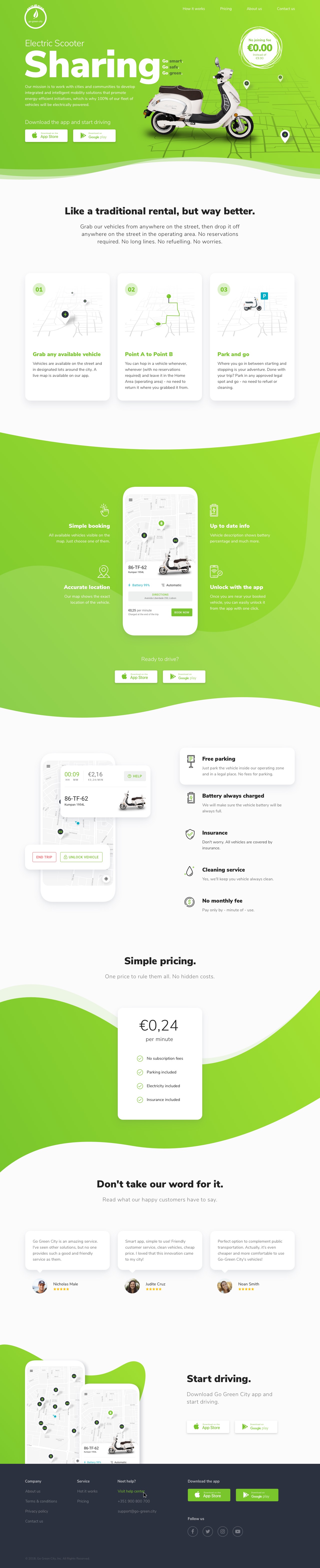 Screenshot of a Go Green Website
